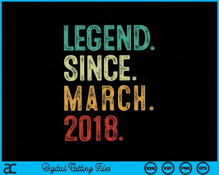 Legend Since March 2018 6 Years Old 6th Birthday SVG PNG Digital Cutting Files