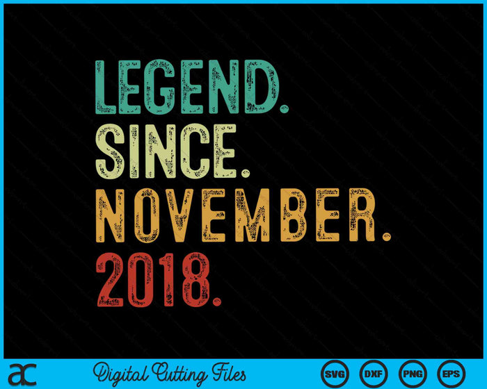 Legend Since November 2018 6 Years Old 6th Birthday SVG PNG Digital Cutting Files