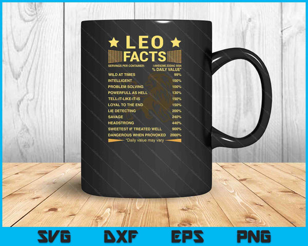 Leo Facts Zodiac Funny Leo Birthday SVG PNG Digital Cutting Files