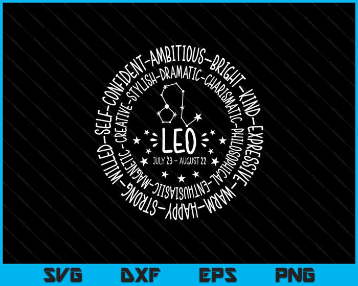 Leo Zodiac Leo Constellation & Leo Sign SVG PNG Digital Printable Files