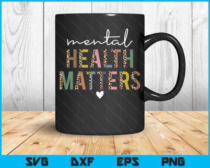 Leopard Mental Health Matters Human Brain Awareness SVG PNG Cutting Printable Files