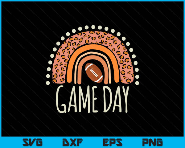 Leopard rainbow American football game day sport SVG cut file