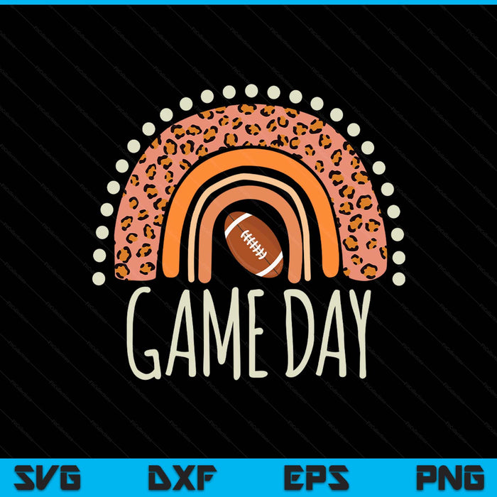 Leopard rainbow American football game day sport SVG cut file