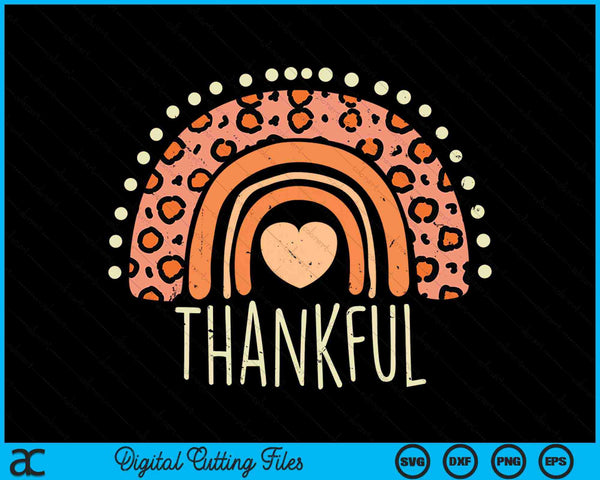 Leopard rainbow thankful Thanksgiving SVG cut file