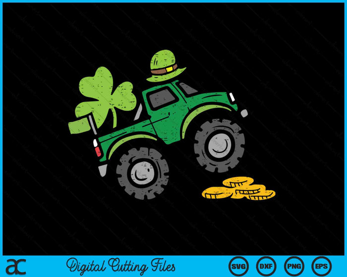 Leprechaun Monster Truck Shamrock St Patrick Day SVG PNG Digital Printable Files