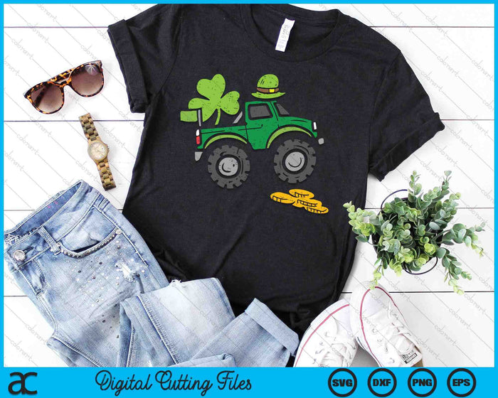 Leprechaun Monster Truck Shamrock St Patrick Day SVG PNG Digital Printable Files