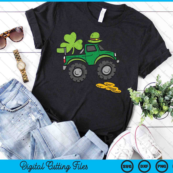 Leprechaun Monster Truck Shamrock St Patrick Day SVG PNG Digital Printable Files