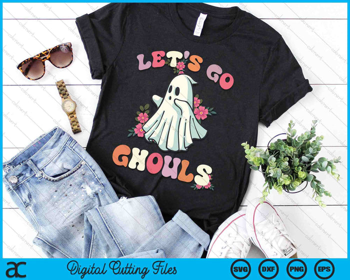 Let's Go Ghouls Halloween Groovy Vintage Ghost Halloween SVG PNG Digital Cutting Files