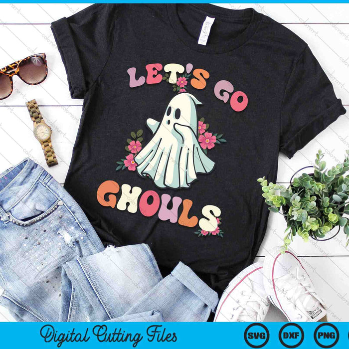 Let's Go Ghouls Halloween Groovy Vintage Ghost Halloween SVG PNG Digital Cutting Files
