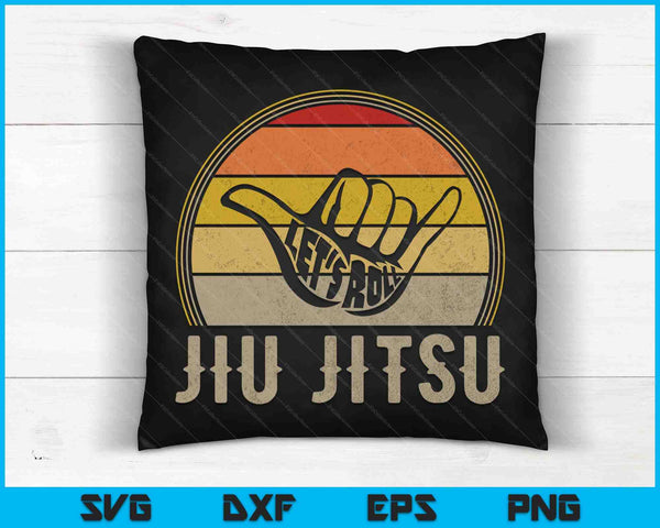 Let's Roll Jiu Jitsu Hand Vintage Sunset Martial Arts SVG PNG Digital Cutting Files