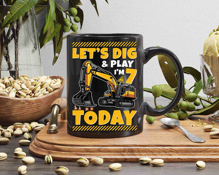 Lets Dig And Play I'm 7 Today Construction 7th Excavator Birthday SVG PNG Digital Files