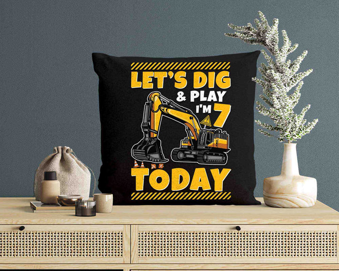 Lets Dig And Play I'm 7 Today Construction 7th Excavator Birthday SVG PNG Digital Files