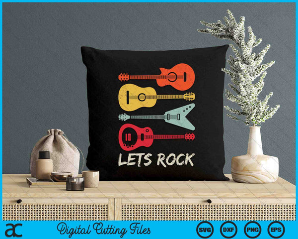 Lets Rock n Roll Guitar Retro Gift SVG PNG Digital Cutting File