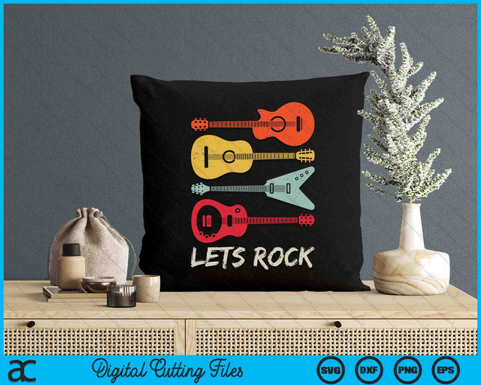 Lets Rock n Roll Guitar Retro Gift SVG PNG Digital Cutting File