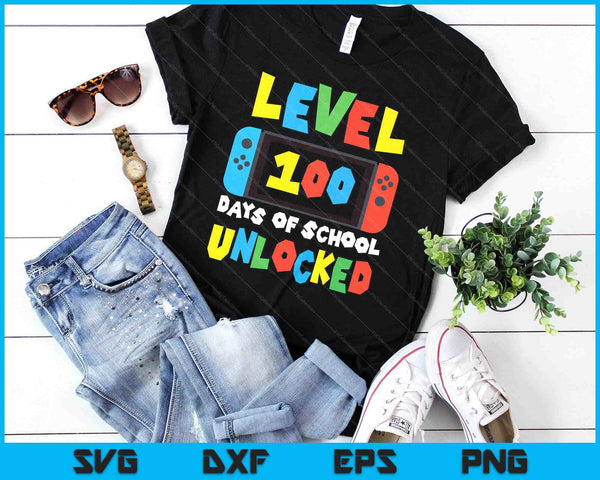 Level 100 Days Of School Unlocked Video Game Gamer Gaming Throw Pillow SVG PNG Digital Printable Files