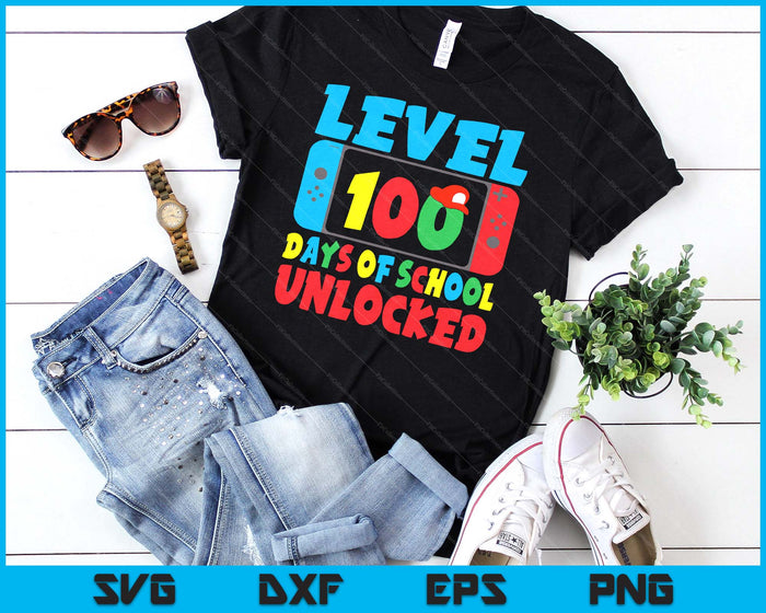 Level 100 Days Of School Unlocked Video Games Boys Gamer SVG PNG Digital Cutting Files