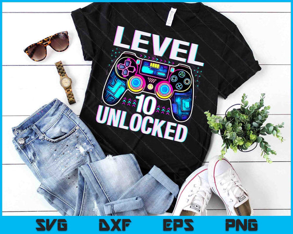 Level 10 Unlocked Funny Video Gamer Geek 10th Birthday SVG PNG Digital Printable Files