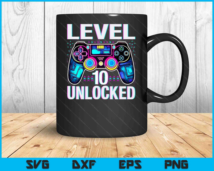 Level 10 Unlocked Funny Video Gamer Geek 10th Birthday SVG PNG Digital Printable Files