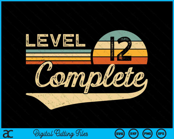 Level 12 Complete Vintage 12th Wedding Anniversary SVG PNG Digital Cutting Files