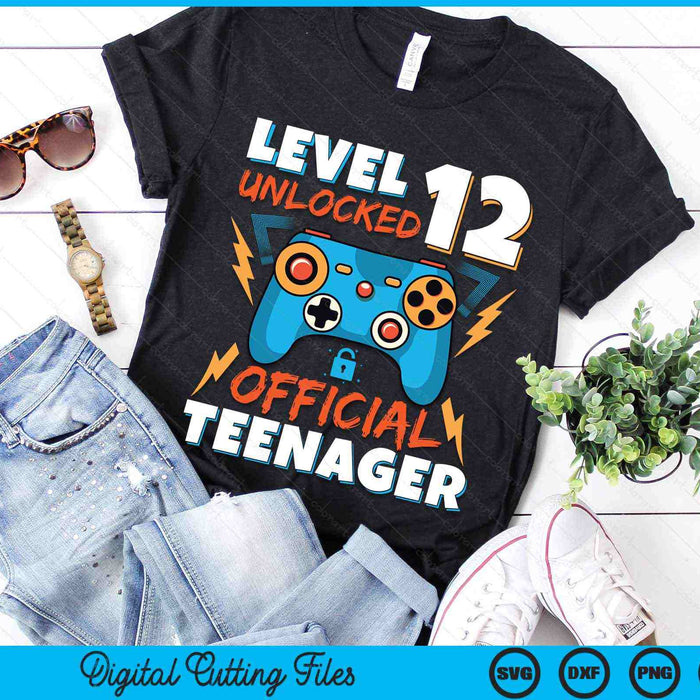 Level 12 Unlocked Official Teenager Video Game 12th Birthday SVG PNG Digital Printable Files