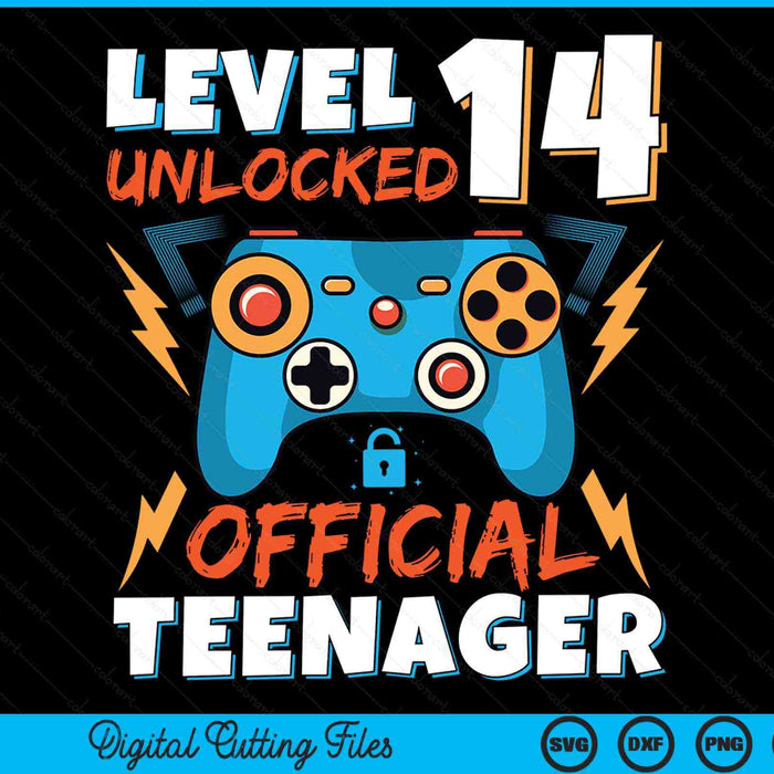 Level 14 Unlocked Official Teenager Video Game 14th Birthday SVG PNG Digital Printable Files