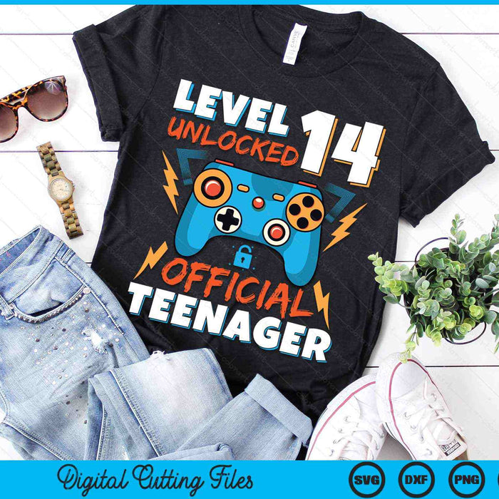 Level 14 Unlocked Official Teenager Video Game 14th Birthday SVG PNG Digital Printable Files