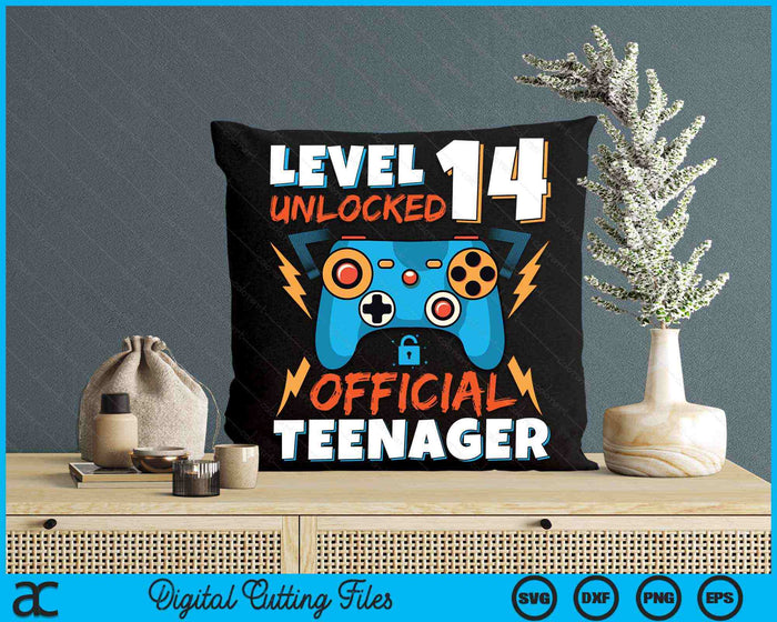 Level 14 Unlocked Official Teenager Video Game 14th Birthday SVG PNG Digital Printable Files