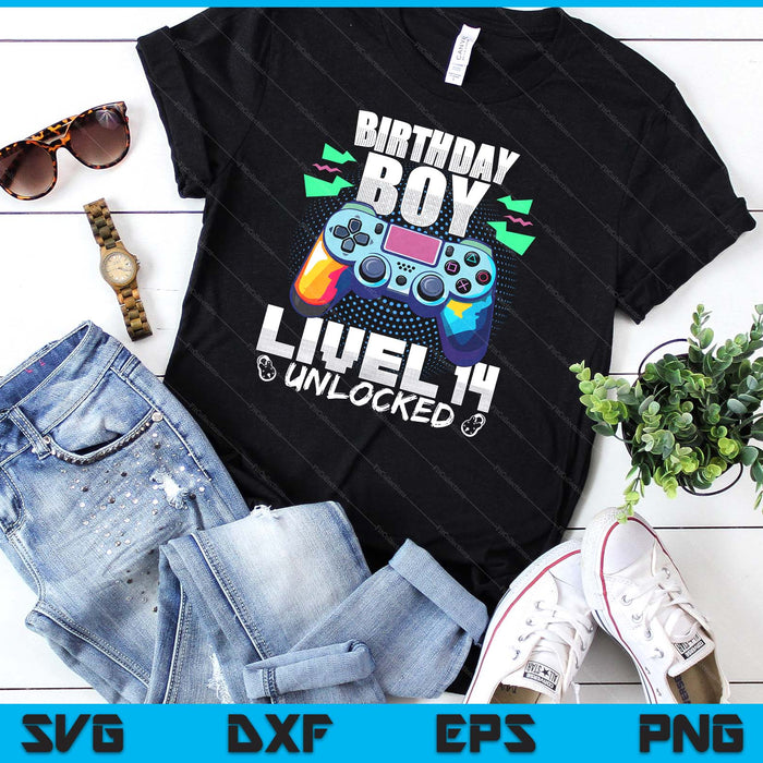 Level 14 Unlocked Video Game 14th Birthday Gamer Gift Boys SVG PNG Digital Cutting File