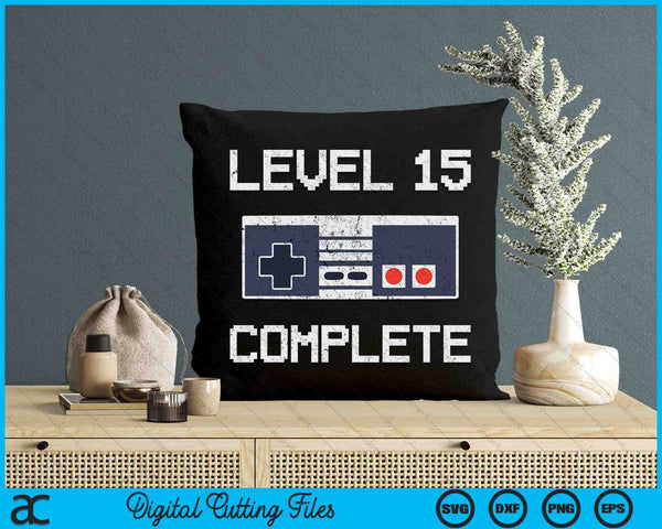 Level 15 Complete 15th Wedding Anniversary Gift SVG PNG Digital Printable Files - on a t-shirt