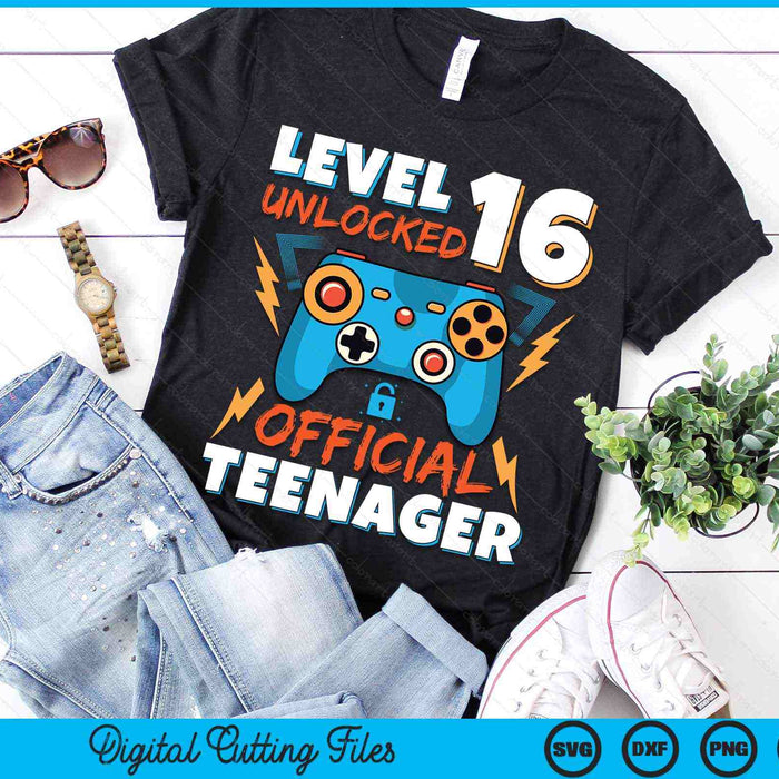 Level 16 Unlocked Official Teenager Video Game 16th Birthday SVG PNG Digital Printable Files