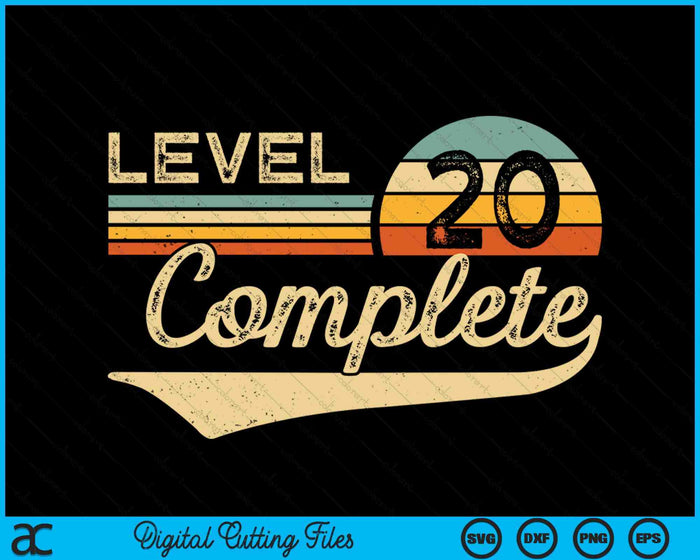 Level 20 Complete Vintage 20th Wedding Anniversary SVG PNG Digital Cutting Files