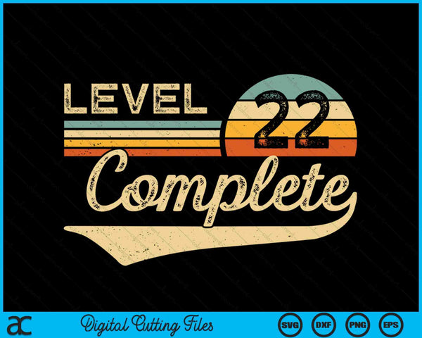 Level 22 Complete Vintage 22th Wedding Anniversary SVG PNG Digital Cutting Files