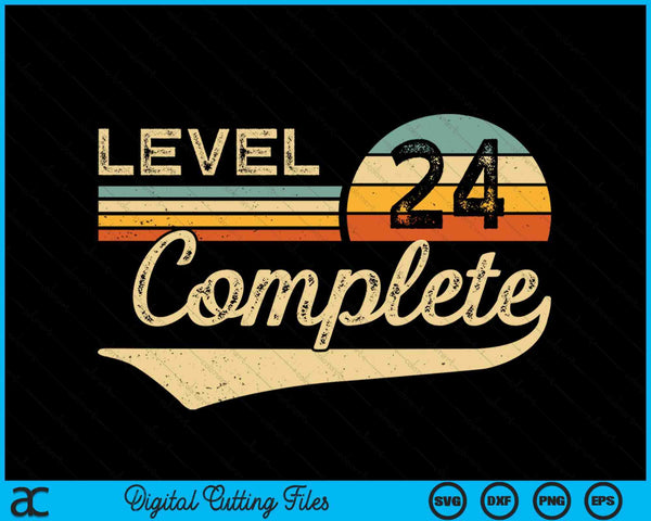 Level 24 Complete Vintage 24th Wedding Anniversary SVG PNG Digital Cutting Files