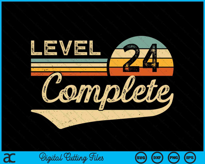 Level 24 Complete Vintage 24th Wedding Anniversary SVG PNG Digital Cutting Files