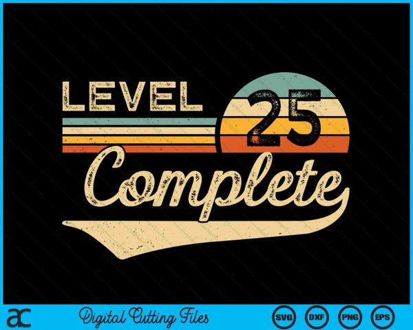 Level 25 Complete Vintage 25th Wedding Anniversary SVG PNG Digital Cutting Files