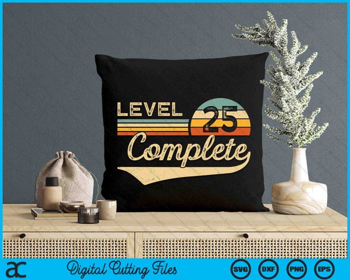 Level 25 Complete Vintage 25th Wedding Anniversary SVG PNG Digital Cutting Files