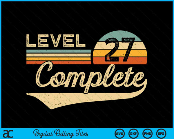 Level 27 Complete Vintage 27th Wedding Anniversary SVG PNG Digital Cutting Files