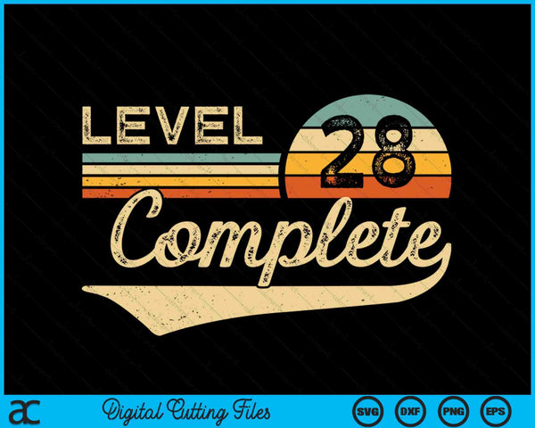 Level 28 Complete Vintage 28th Wedding Anniversary SVG PNG Digital Cutting Files