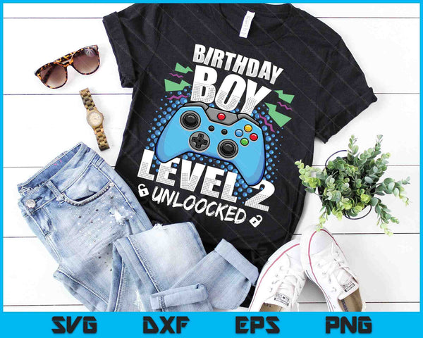 Level 2 Unlocked Video Game 2nd Birthday Gamer SVG PNG Digital Cutting Files
