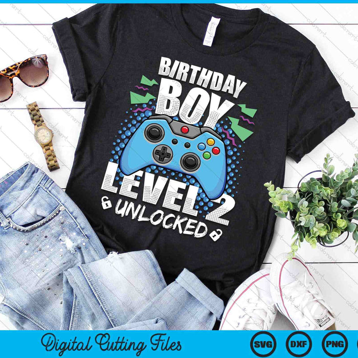 Level 2 Unlocked Video Game 2nd Birthday Gamer SVG PNG Digital Cutting Files