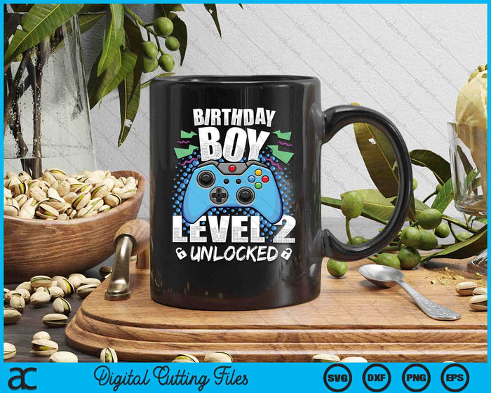 Level 2 Unlocked Video Game 2nd Birthday Gamer SVG PNG Digital Cutting Files