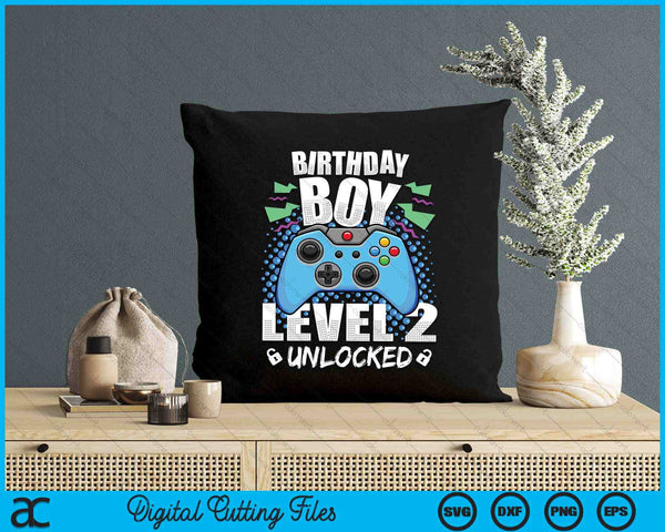 Level 2 Unlocked Video Game 2nd Birthday Gamer SVG PNG Digital Cutting Files