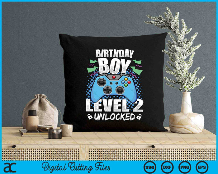 Level 2 Unlocked Video Game 2nd Birthday Gamer SVG PNG Digital Cutting Files