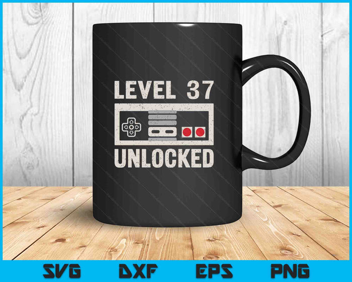 Level 37 Unlocked Video Gamer 37th Birthday Gift SVG PNG Digital Printable Files