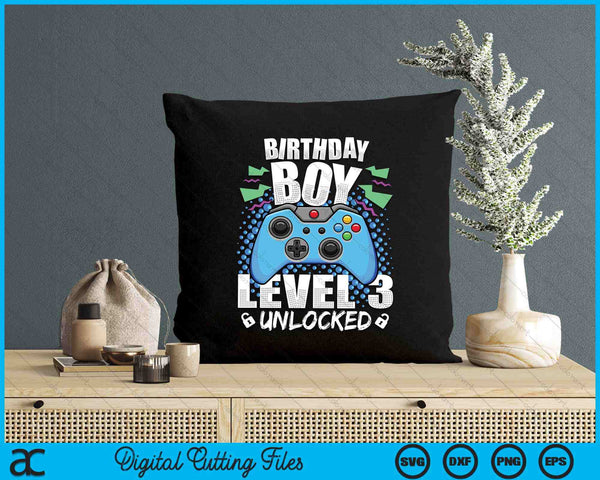 Level 3 Unlocked Video Game 3rd Birthday Gamer SVG PNG Digital Cutting Files