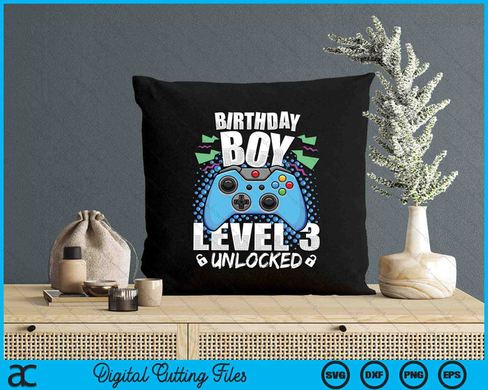 Level 3 Unlocked Video Game 3rd Birthday Gamer SVG PNG Digital Cutting Files