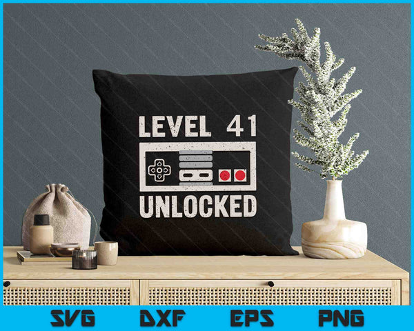 Level 41 Unlocked Video Gamer 41th Birthday Gift SVG PNG Digital Printable Files