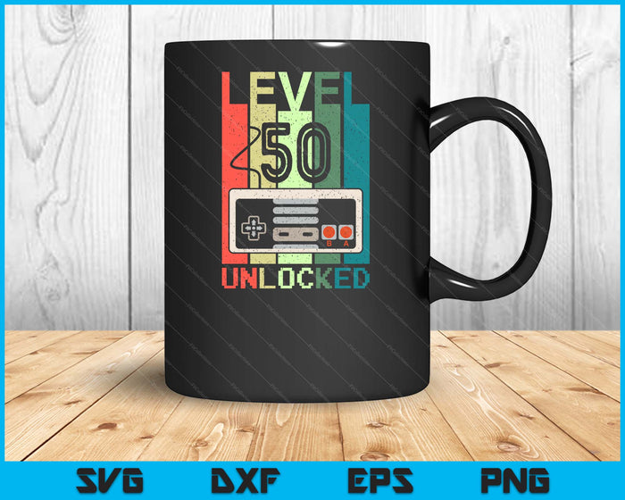 Level 50 Unlocked Video Gamer 50th Birthday Gifts SVG PNG Digital Cutting File