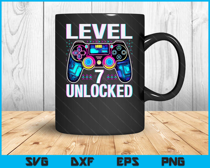 Level 7 Unlocked Funny Video Gamer Geek 7th Birthday SVG PNG Digital Printable Files