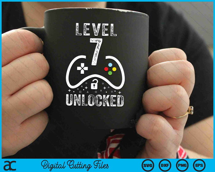 Level 7 Unlocked Video Game 7th Birthday SVG PNG Digital Cutting Files